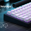 Close-up view of Cherry profile keycaps with ergonomic design on a keyboard, showing various legends.