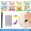 A set of four magic practice books for preschools, along with a pen case and six refills.