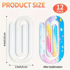 A set of 12 jumbo acrylic paper clips, shown in white and colorful sublimation designs after printing.