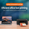 A laptop is connected to a printer using a Type-C interface cable for fast printing.