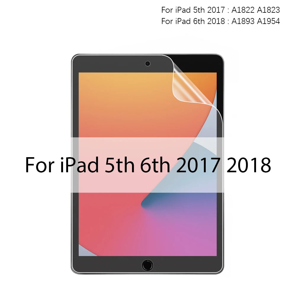 Vista cercana de la pantalla de un iPad con un protector de pantalla mate translúcido, mostrando diferentes tonos de color.