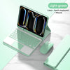 Light green magnetic keyboard case for an iPad Pro with a touch keyboard and mouse.