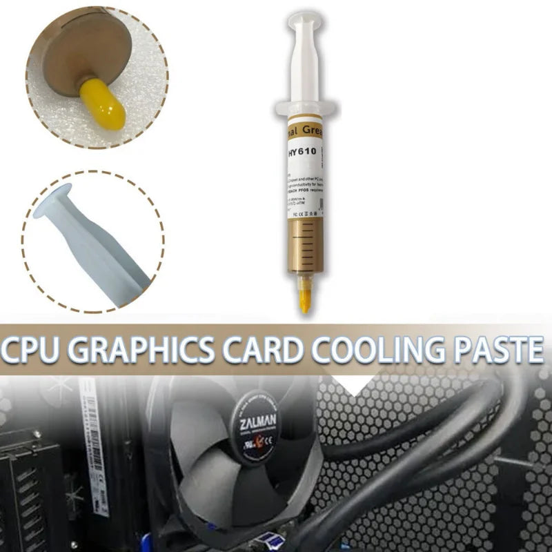 Tube mit thermischer Paste zum Kühlen von CPU und Grafikkarte, Nahaufnahme und Anwendungstipp.
