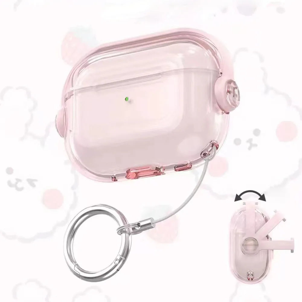 A pink silicone lock case designed to secure AirPods.