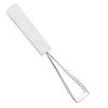 A white mechanical keyboard keycap puller with a metal tool for switch removal.