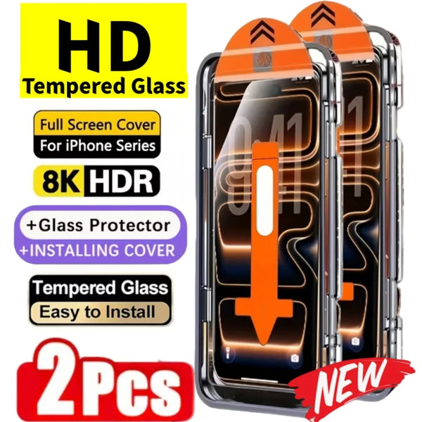 Deux jeux de protecteurs d'écran en verre trempé HD et couvre pour appareils iPhone