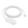 White magnetic wireless charging adapter with a coiled cable and a rectangular charging pad.