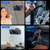 A 360° magnetic phone holder is shown in various contexts including makeup, fitness, and car use.