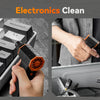 A hand is using a high-power rechargeable electric air duster to clean electronics.