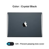 A dark gray laptop cover for a MacBook Air with a silver Apple logo and a black lens protector.