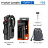 Magnetic Mini Selfie Quadrapod stick in black with a storage bag and instruction manual
