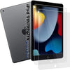 A transparent tempered glass screen protector is shown alongside an iPad 9th generation tablet.