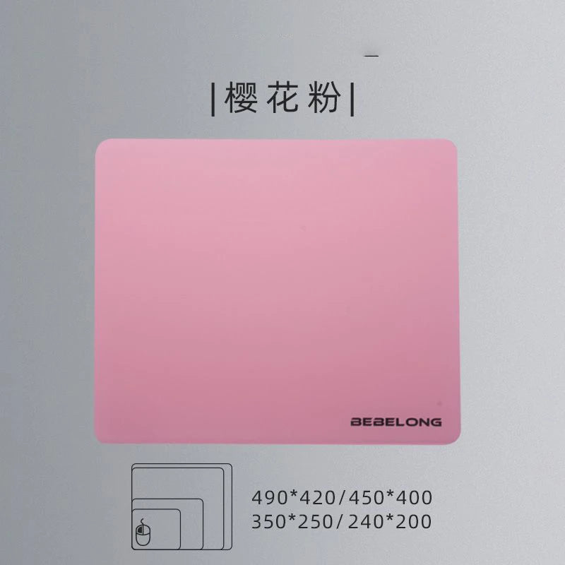 A pink mouse mat with dimensions 490x420/450x400 and 350x250/240x200.
