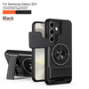 Black armor shockproof phone case for Samsung Galaxy S24 with a camera sliding window and built-in kickstand