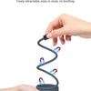 A hand is demonstrating a fully magnetic automatic adsorption cable with multiple connectors, showing its flexible and magnet