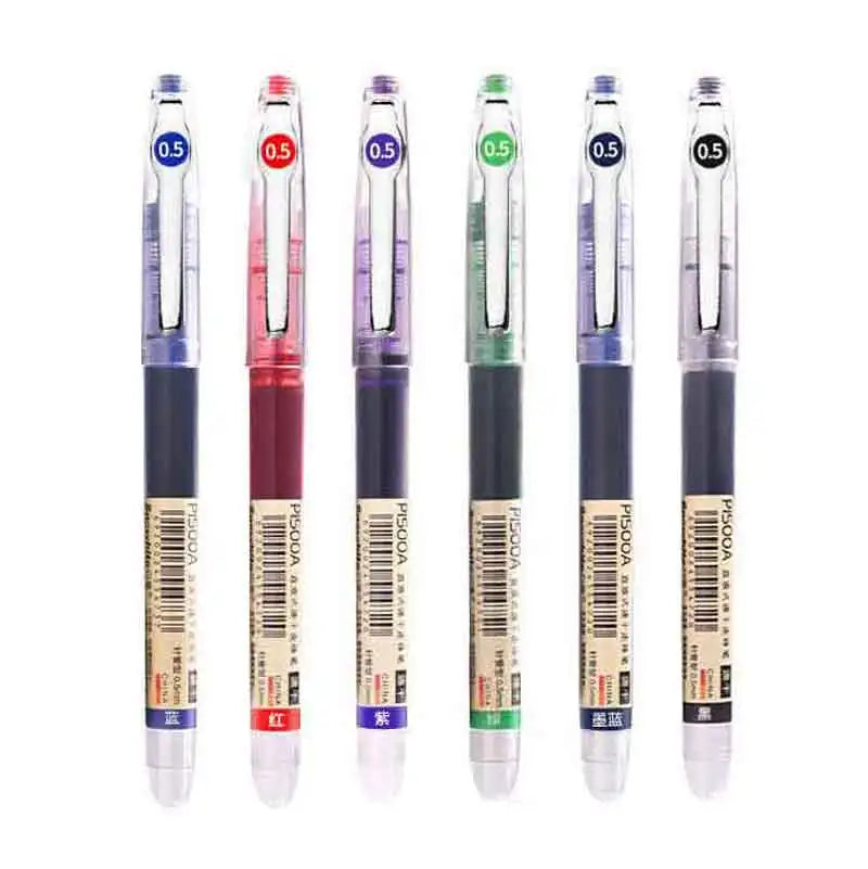 A set of five precision rollerball gel pens with black and silver accents.
