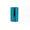 A teal plastic wrapping paper cutter with a hinged design.