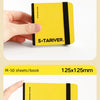 Yellow S+TARIVER drawing paper sheets in a notebook format, shown being held by a hand.