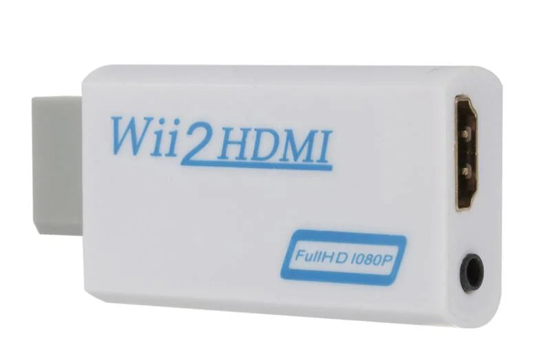 White Wii to HDMI converter adapter with Full HD 1080P output.