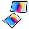 A pink protective case is shown around an Apple iPad displaying a colorful gradient screen.