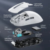 Exploded diagram showing the components of the X3-Mouse wireless gaming mouse.