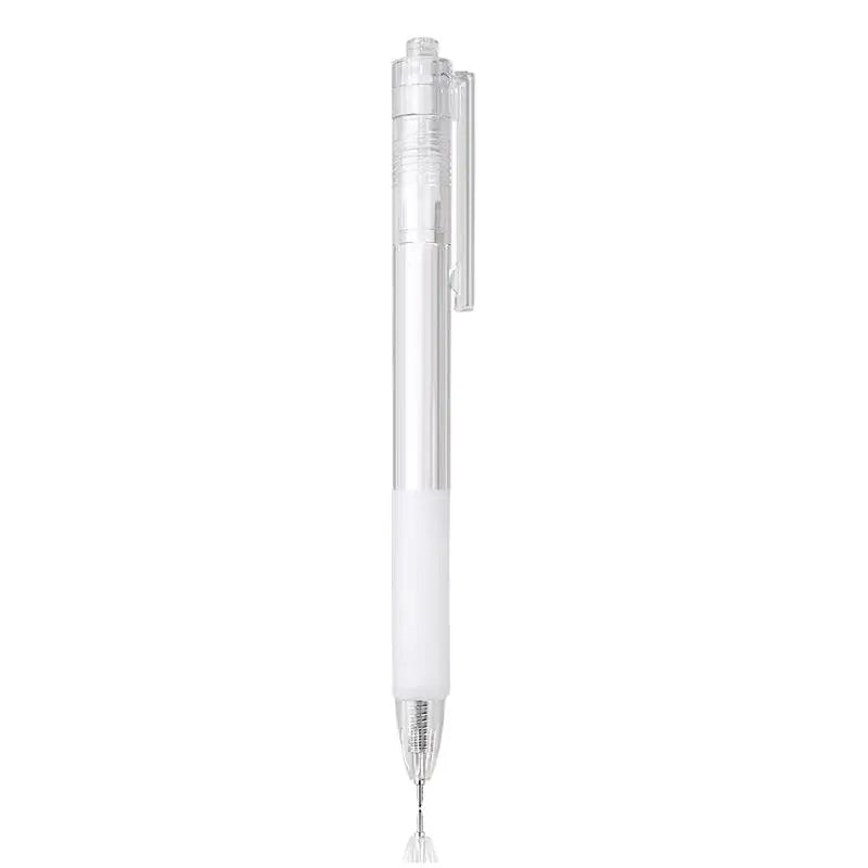 A clear precision utility knife with a silver cap and blade visible.