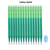 14 pieces refill set of green retractable gel pens with silver tips