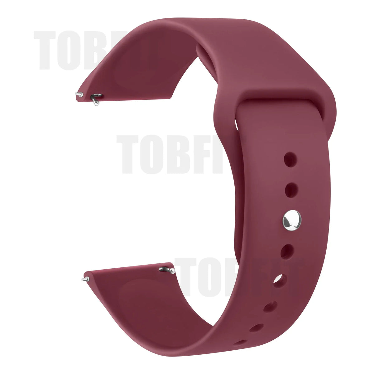 Nahaufnahme eines mauben Silikon-Schnellverschluss-Armbands für eine Smartwatch.