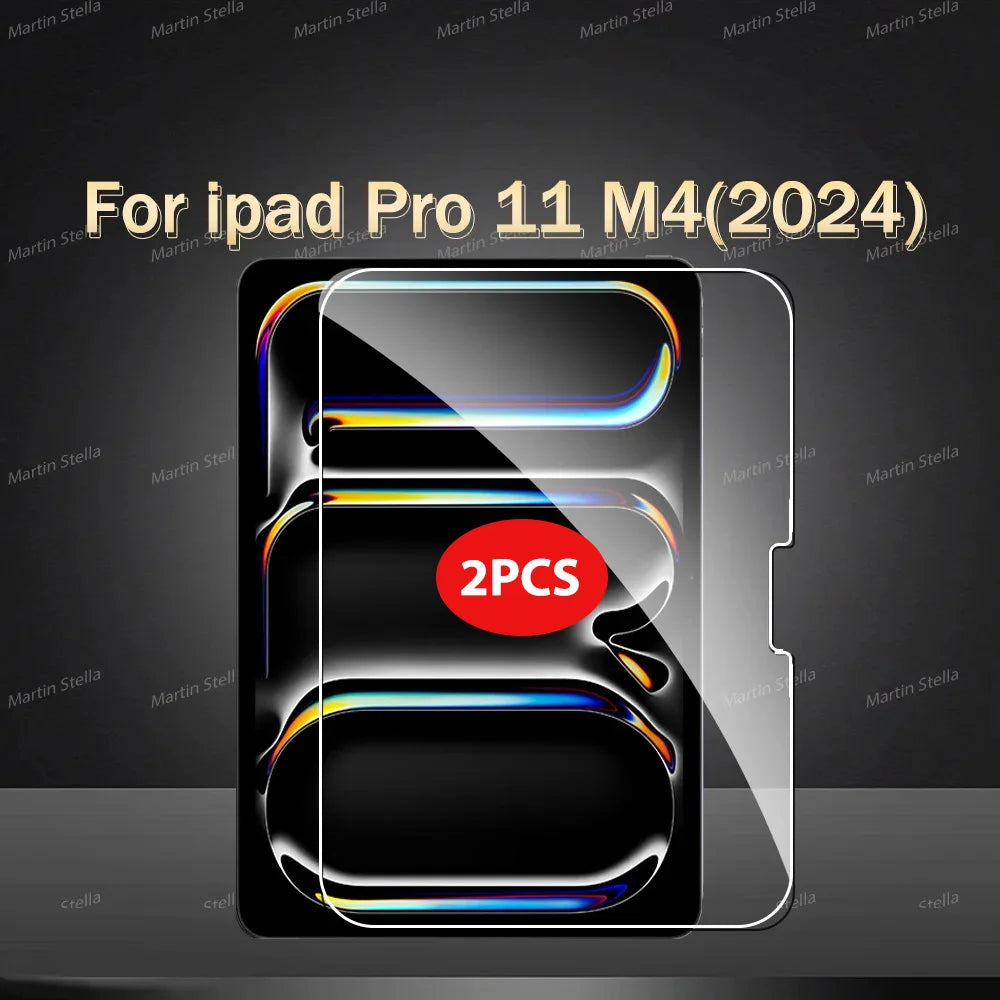 واقي شاشة زجاجي مُقسّى لجهاز iPad Pro 11 M4 مع علبة من قطعتين.