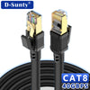 D-Sunty Cat8 40Gbps Ethernet patch cable with gold connectors and black cable jacket