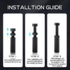 Installation guide showing three steps for installing an adjustable magnetic GPU support bracket