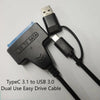 Black Type-C to USB 3.0 adapter cable for easy drive connection