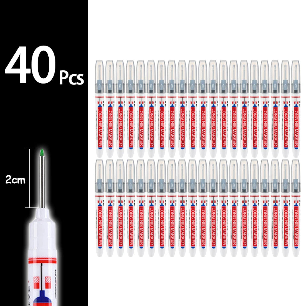 A set of 40 precision waterproof marking pens in various colors and tips for woodworking and crafts.