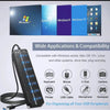 موزع USB 3.0 متعدد المنافذ باللون الأسود مع مؤشر LED يوضح التوافق مع مختلف الأجهزة الطرفية.