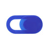 A blue privacy lens protector for laptops and tablets, shaped like a small oval with a cutout.