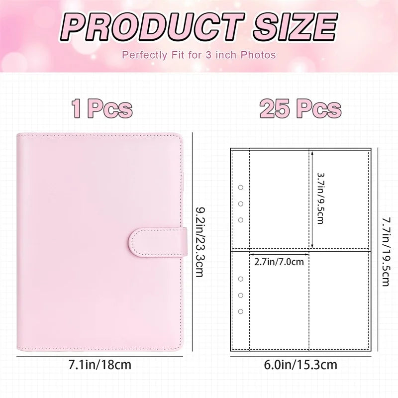 Pink A5 photo album binder for K-Pop collectibles shown in single and twenty-five piece options