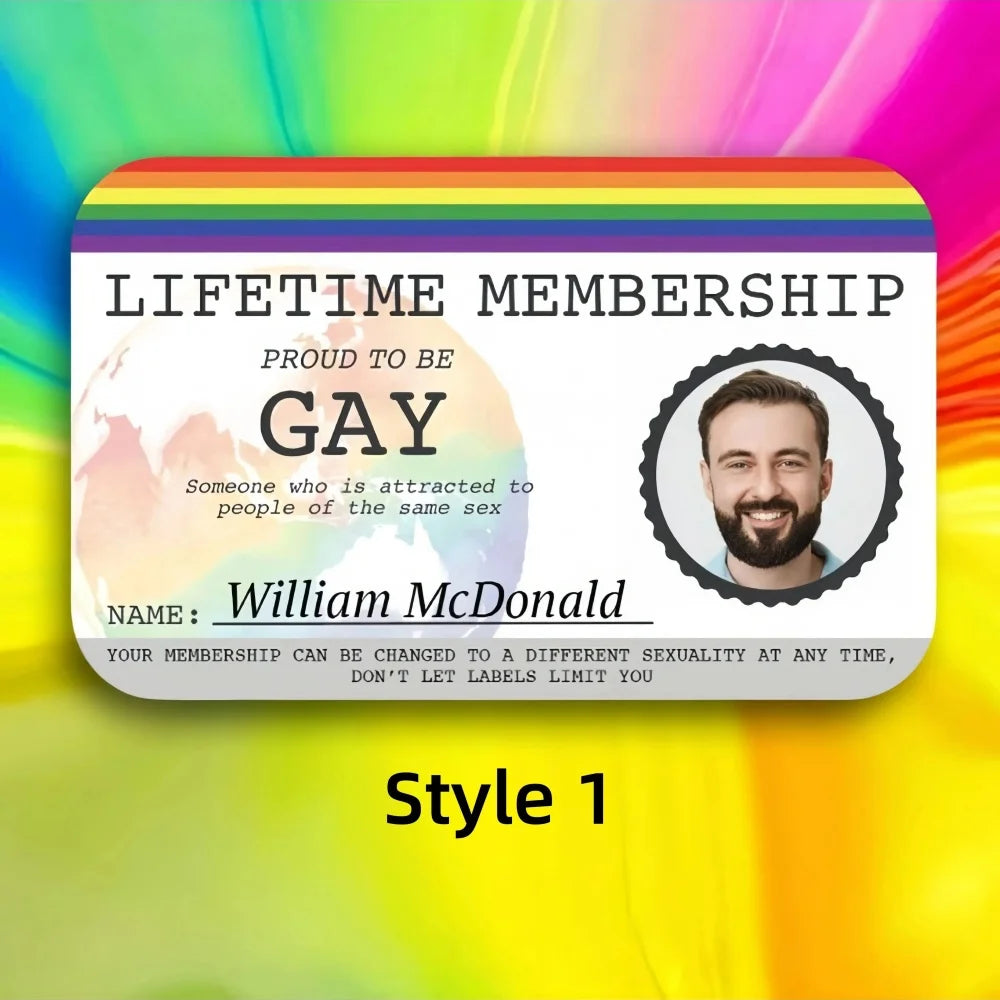Bunte Mitgliedskarte mit Regenbogen-Farbverlauf und Aufschrift „Lifetime Membership“