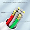 Close-up view of a superconducting pure copper core charging cable with various colored wires and nylon filaments.