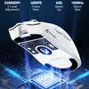 White Attack Shark X11 SE wireless gaming mouse displayed above a glowing blue circuit board.
