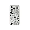 Clear acrylic phone case featuring Chrome Hearts motifs including crosses and floral designs