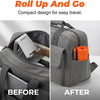 Before and after comparison of a Roll Up And Go compact design for easy travel