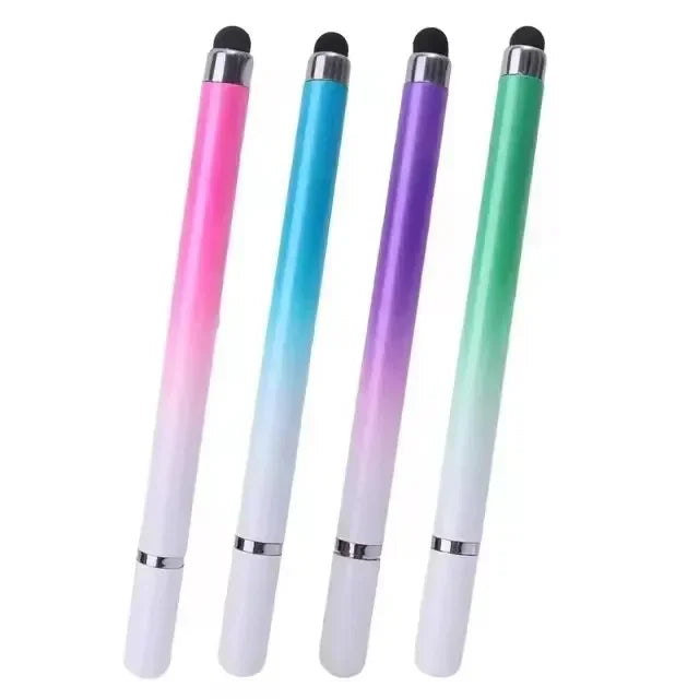 A set of five colorful universal stylus pens with gradient colors including pink, blue, purple, and green.