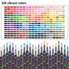 Colección de 320 colores vibrantes de marcadores de pintura acrílica waterproof profesionales, dispuestos en una cuadrícula.