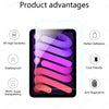A black tablet displaying a vibrant purple and pink gradient, surrounded by icons highlighting features like high hardness, s