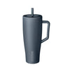 A matte gray Brümate Era 40 oz insulated tumbler with a handle and straw.