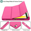 Pink universal protective case for iPad featuring auto sleep/wake and precise cutouts for charging and camera protection