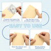 Diagram showing how to prepare, dip, glue, and seal colorful cash envelopes for storage.