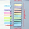 A set of fluorescent transparent tabs in various pastel colors are displayed next to a ruler showing their dimensions.
