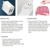 White dual port wall charger with a flexible cord and a pink zippered carrying pouch