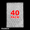 A sheet of clear bubble wrap packaging with the text 40 PACK and dimensions 15x20 cm.